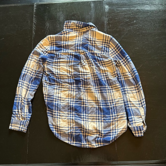 American Eagle Small Blue and White Cream Plaid Flannel Plus Free Scarf - Picture 10 of 10